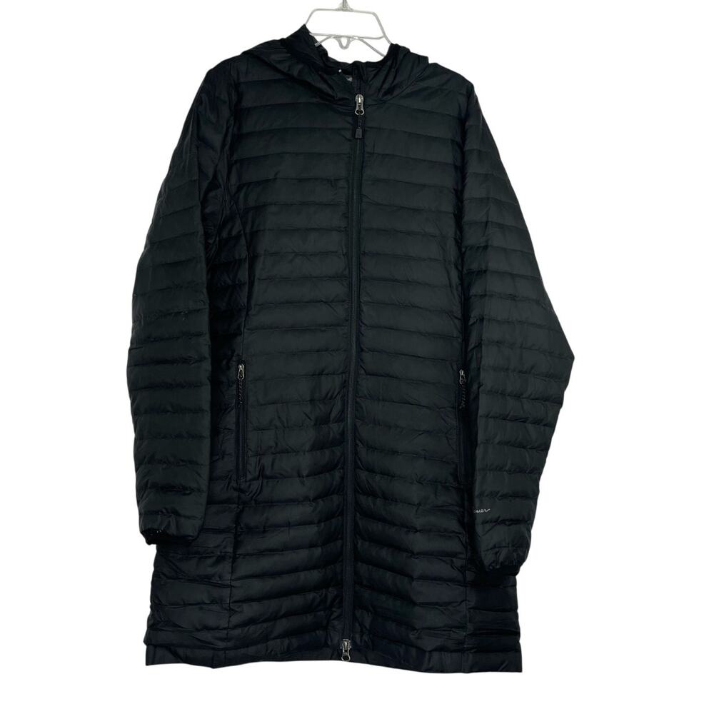 Eddie Bauer EB700 black puffer down long jacket women's Small